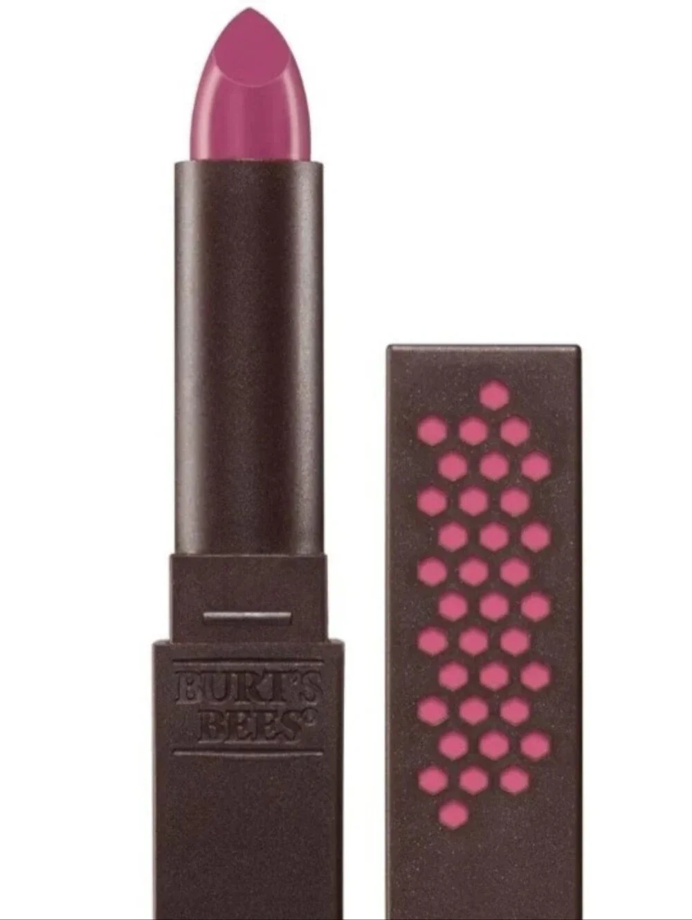 ☆NEW☆SET OF 2☆Burt's Bees 100% Natural Satin Lipstick 512 FUCHSIA FLOOD, 2 Tubes